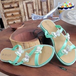 LOVE83 Elega Green Jelly Butterfly Sandals, Light Green, Strappy Butterfly Spa